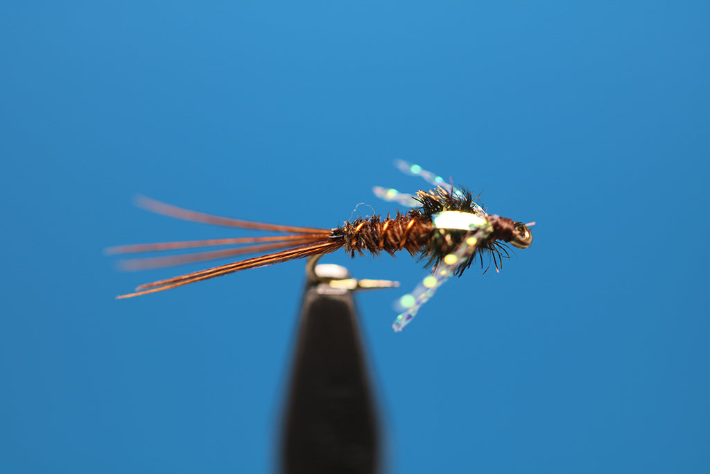 Opal Flashback Pheasant Tail Nymph, with Krystal Flash Legs