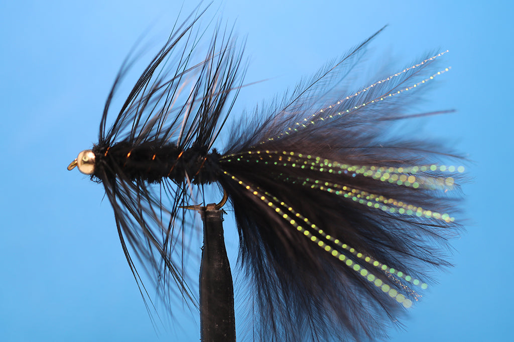 Gold Bead Head Black Krystal Bugger